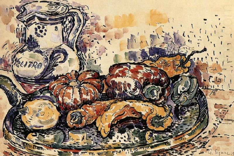 The still life having bottle, Paul Signac